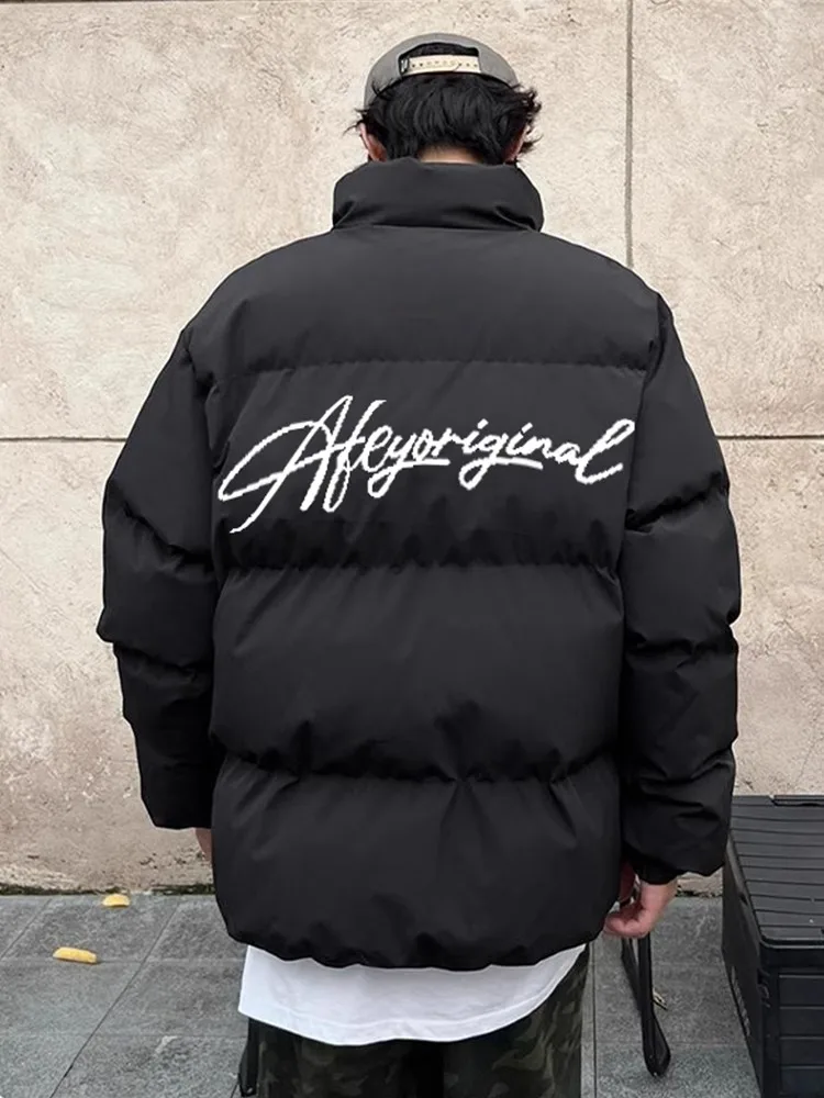 

Bla ort Cleanfit down Jaet Men's Winter American Cool Street Sle Bread Coat Youth Faion Regular Fit Zipper Closure