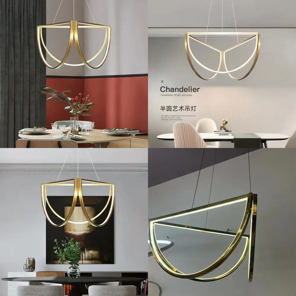 

Modern Design High-end LED Pendant Light Steel Semi Circular Chandelier Lamp Home Decor Living Room Bedroom Indoor Light Fixture