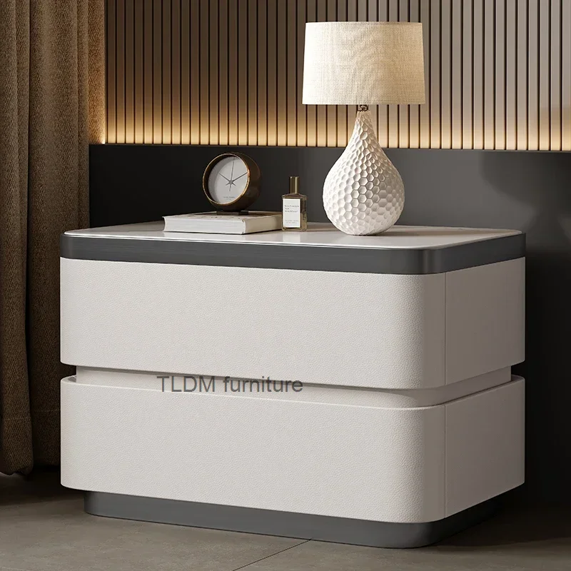 Industrial Modern White Nightstands Comfortable End Multifunctional Connected Bedside Table Full Marriage House Furniture T50CG