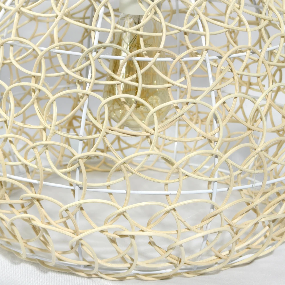 Japandi Rattan Chandelier Rustic Farmhouse Pendant Lights Woven LED Chandelier Living Room Home Decor Ceiling Hanging Light