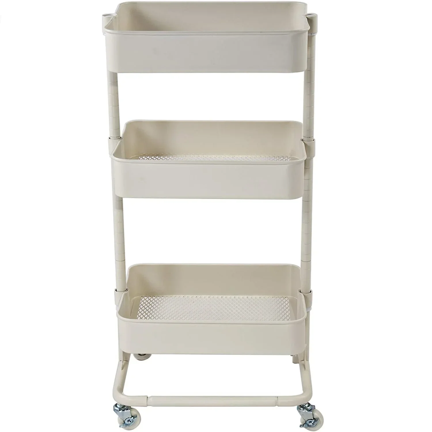 2026 3-Tier Metal Mesh Storage Rolling Cart Multifunctional Home Kitchen Bedroom Office Storage Trolley Serving Cart Mobile Stor