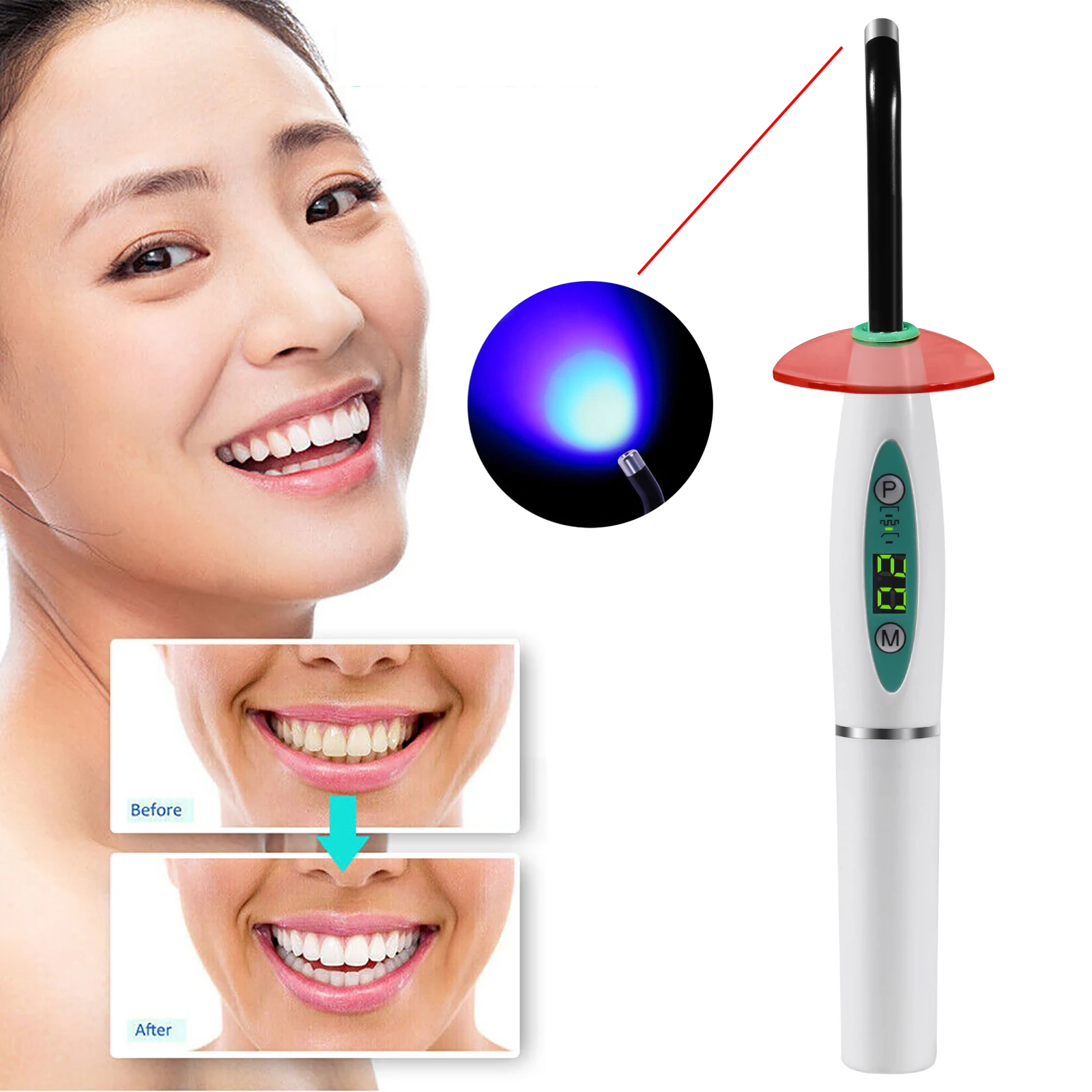 LA400 Dental Tools Wireless Cordless LED Curing Light Cure Lamp 3.7V 1500-2300mw/c 2200mAh Class II Rechargeable Lithium Battery