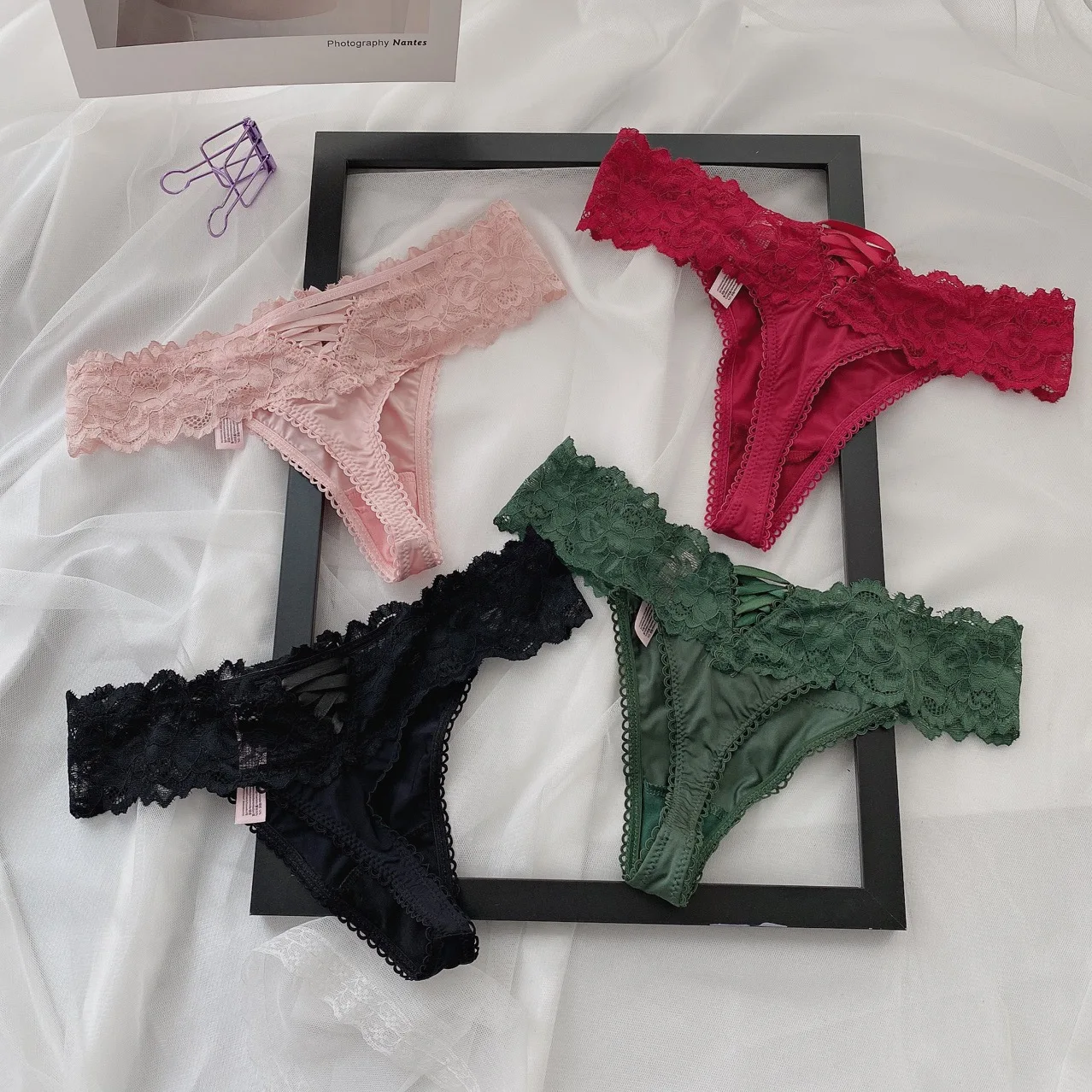 Damenhöschen Qualität Sexy Damen Spitze G-String Tanga Nahtlose Slips T-Rücken Transparente Schlüpfer Dessous Unterwäsche Weiblich F
