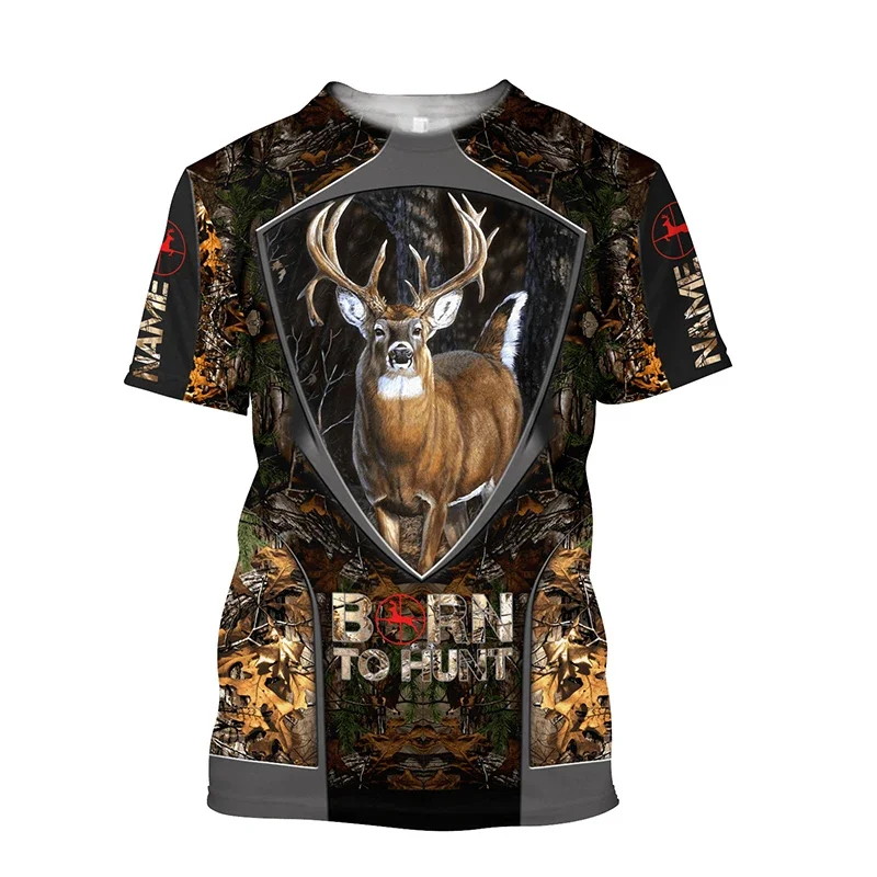 Fashion Outdoor Hunting Animal Camouflage 3D Printed Sport Casual Round Neck Short Sleeve Oversized T-shirt Men\'s Top Summer New