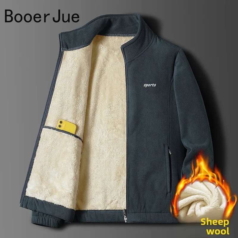 Lamb's Wool Thickened Warm Fleece Outdoor Hiking 5Xl Men Jacket Fishing Hunting Sports Parka Outerwear Running Coat Baseball