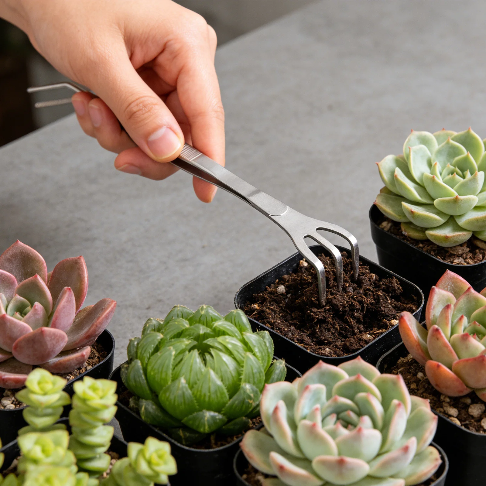 

Stainless Steel Garden Rake Cultivator 2 in 1 Bonsai Root Tweezer Rake for Loosening Soil Weeding and Bonsai Tree Maintenance