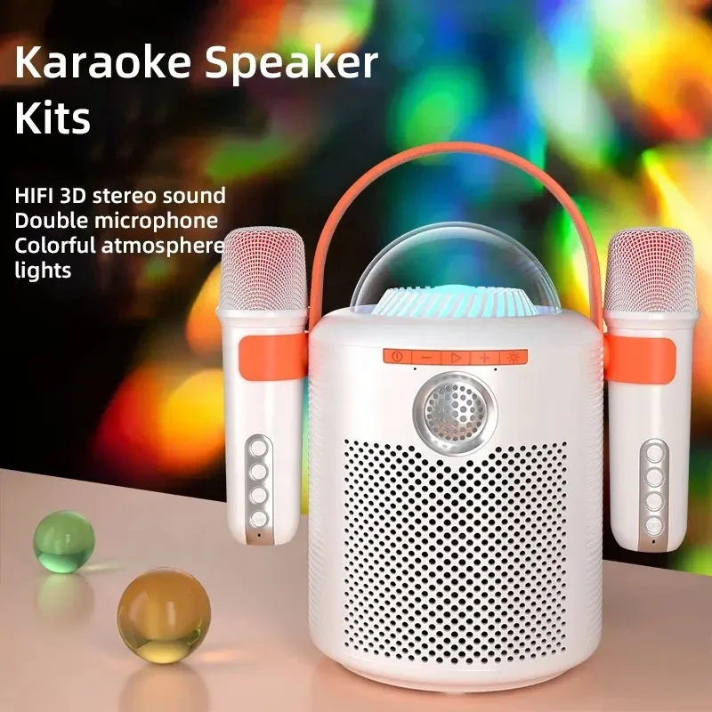 13W Wireless 2 Microphones HIFI BT 5.0 Rechargeable Karaoke Microphone with Atmosphere Light