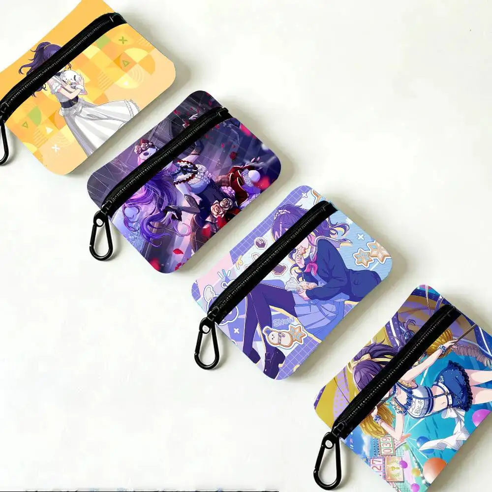 Mafuyu Asahina Anime P-Project Oxford Fabric Wallet With Zipper Hanging Multifunctional Bag For Credit Cards Keys Coins