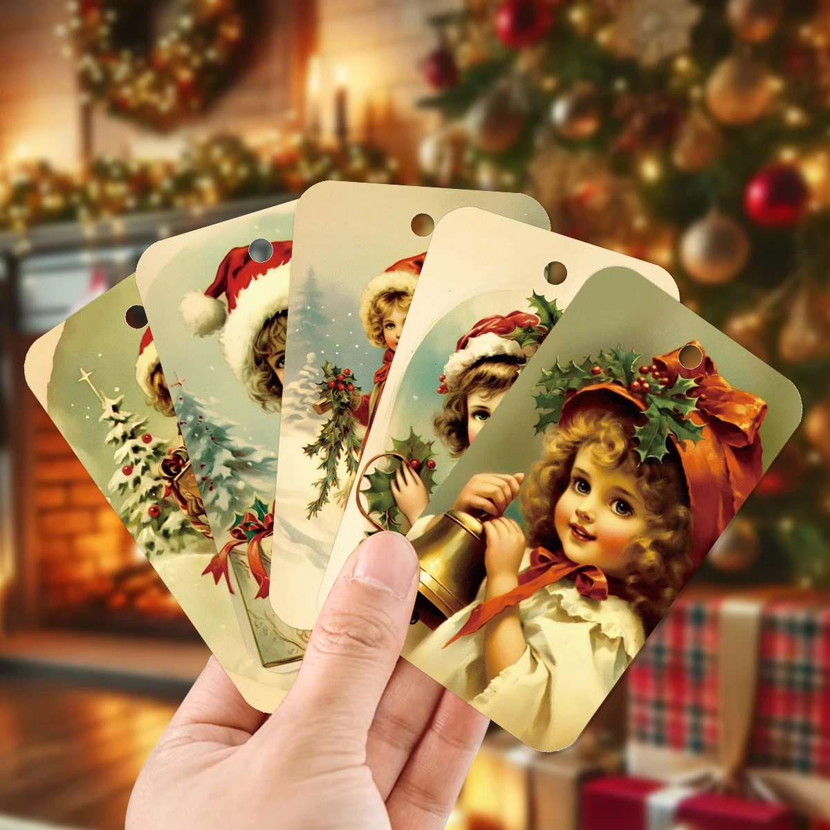 50 Stück Vintage-Weihnachts-Geschenkanhänger zum Aufhängen mit Hanfseil, für Weihnachtsgeschenke, Feiertagsdekoration, Beschriftung von Geschenkverpackungen, Partygeschenke – Detail 2