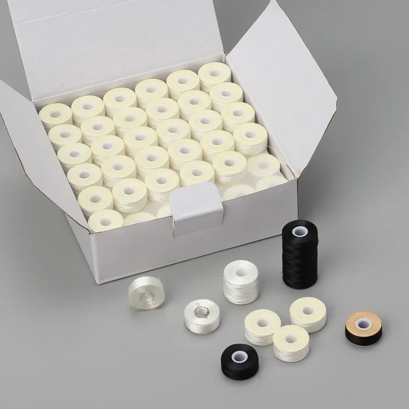 2pcs Sewing Pre-wound Embroidery Bottom Line 75D/2 Paper Border L-shaped Black and White A-shaped Plastic Border Endless