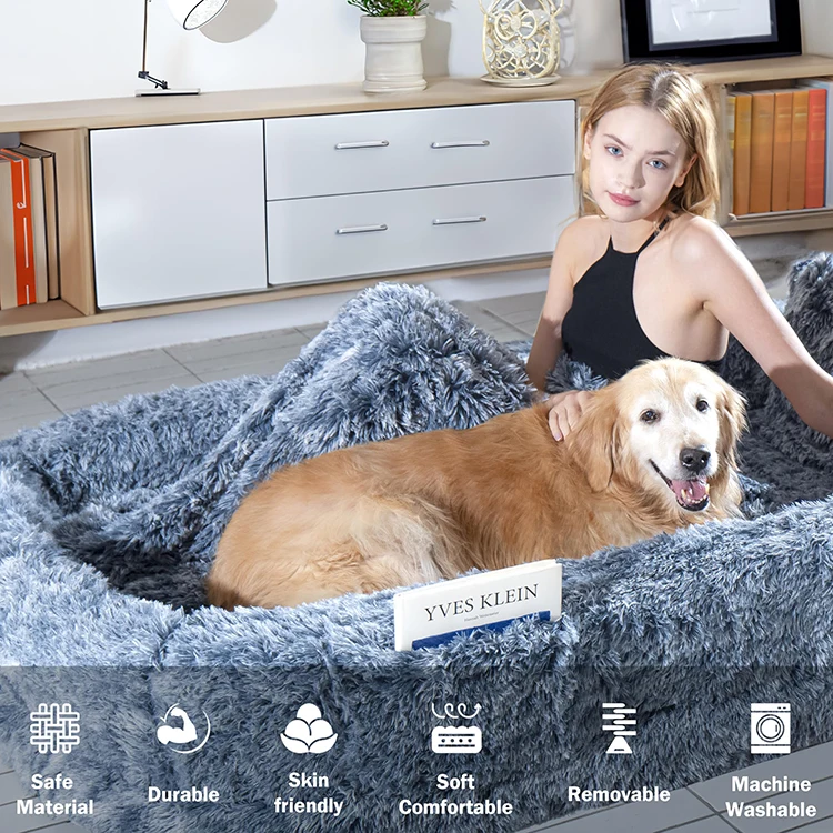 Premium Quality Giant Dog Bed Human Size Lounger Soft Warm Non-Slip Bottom Washable Big Dog Bed Sofa