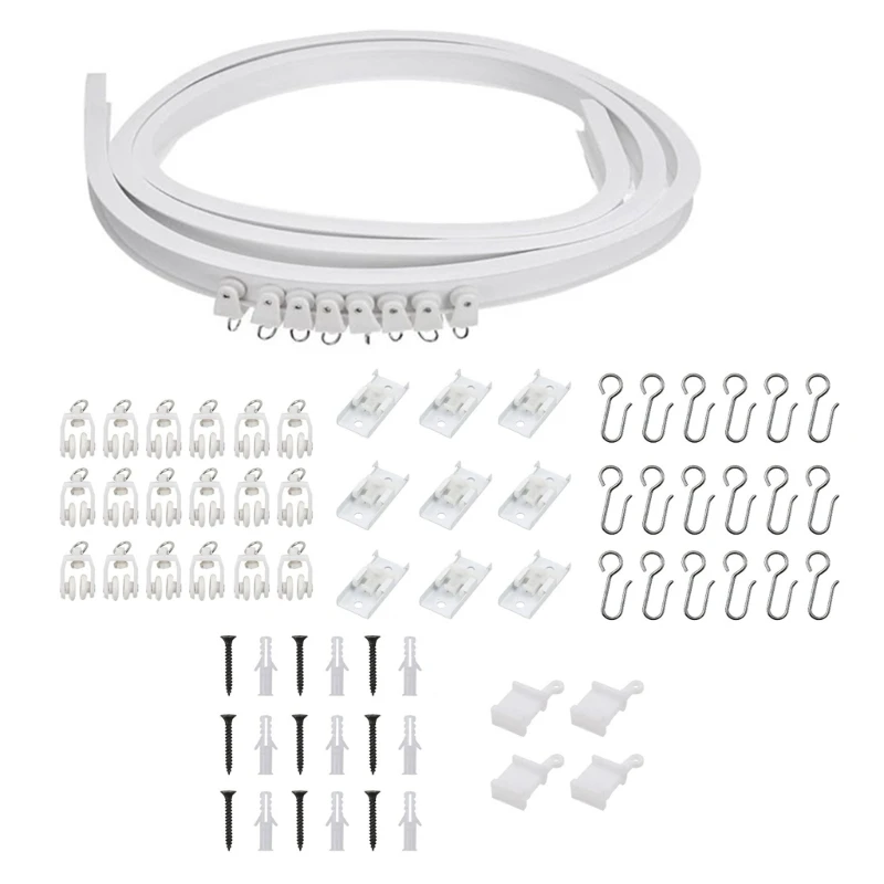 Easy Installation Curved Curtain Track Kits 3Meter White Ceiling Rails Completing with Rollers and Brackets Home Decors