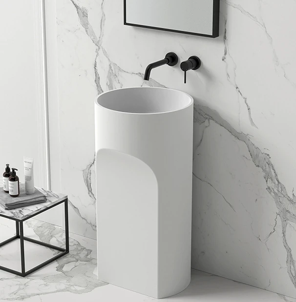 Artificial Stone Pedestal Basin Homestay Hotel Engineering Integrated Basin Floor-Standing Household Wash Basin