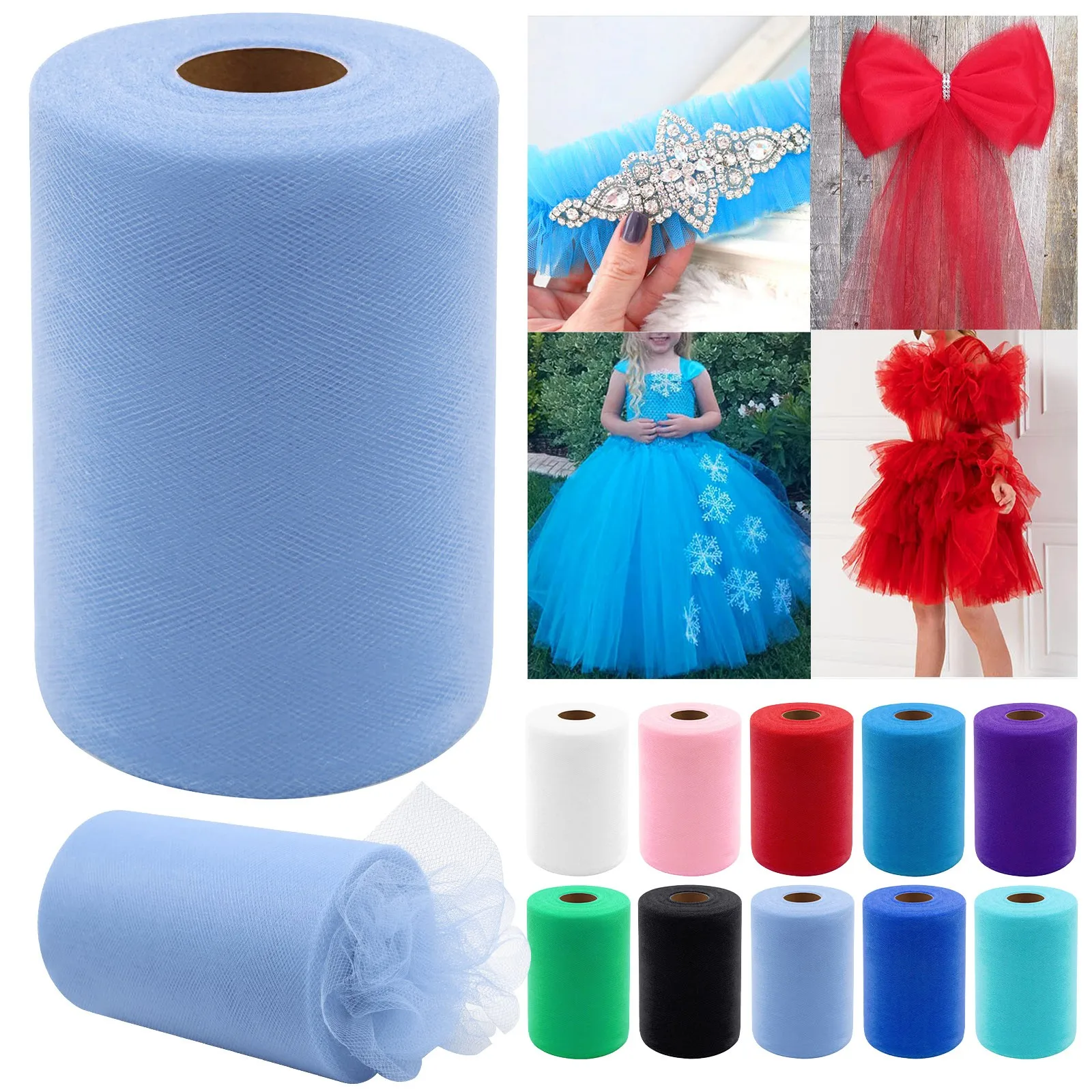 15cm 25Yards Coloured Tulle Fabric Spool Gauze Rolls Mesh Rolls DIY Handmade Craft Supplie Party Birthday Wedding Decorations