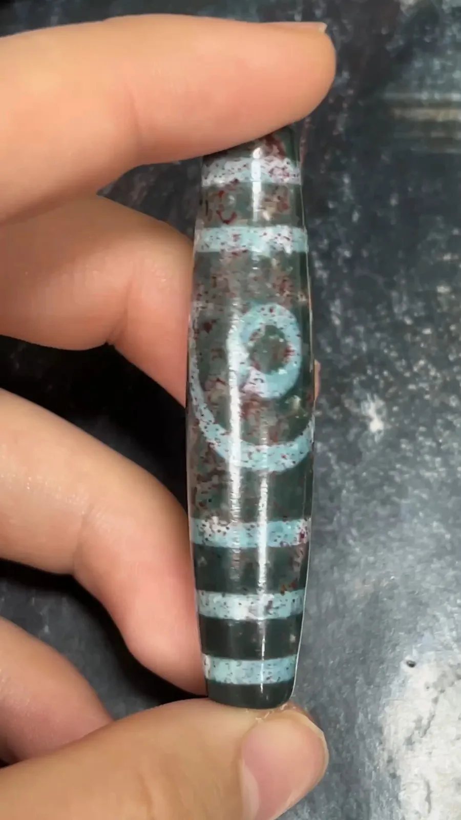 Rare Tibetan Buddhism Agate 2 Eyes Totem Dzi Bead Amulet Necklace Pendant X090
