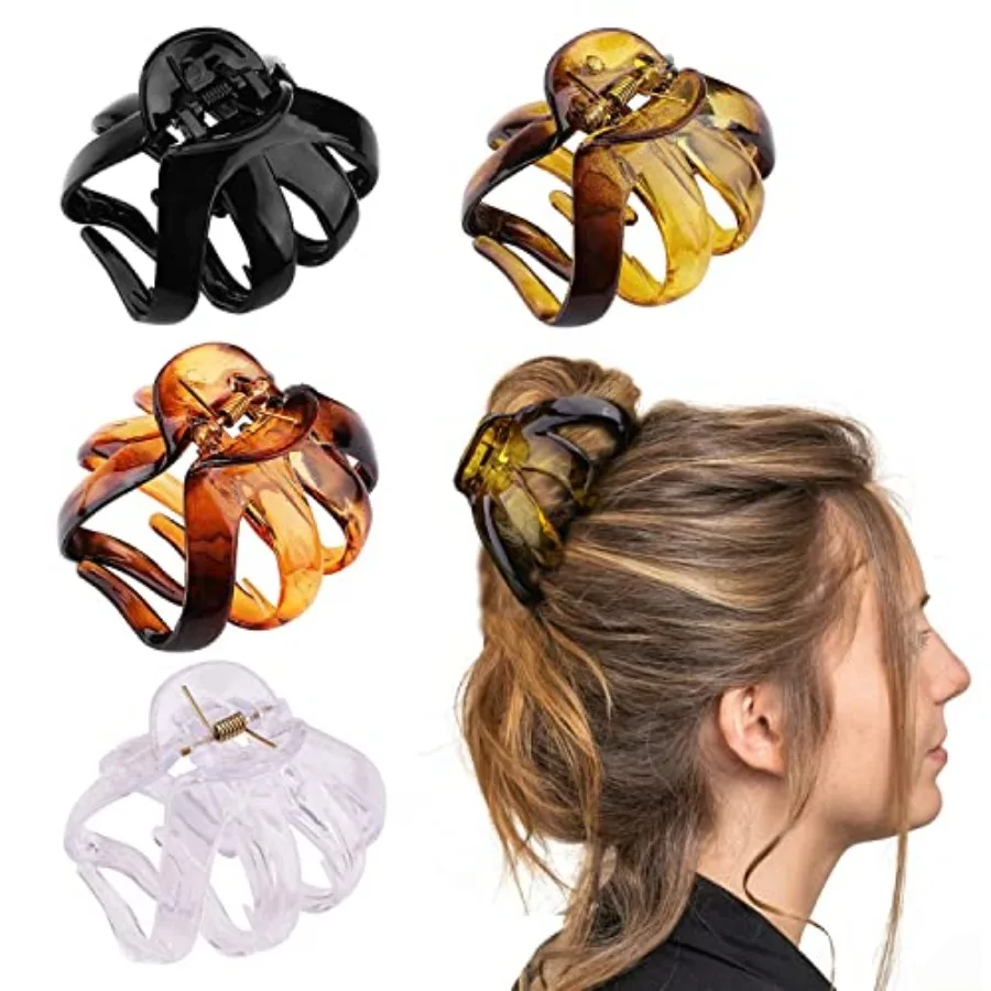 

4PCS Extra Large Strong Hold Hair Clips for Thick and All Hair Types - 3.15 Jumbo Premium Octopus Claw Clips for Women and Girl