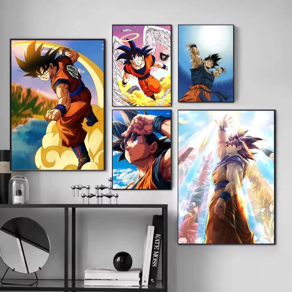 Anime DRAGON BALL Son Goku posters Self-adhesive Paper Print Home Living Room Bedroom Entrance Bar Cafe Art