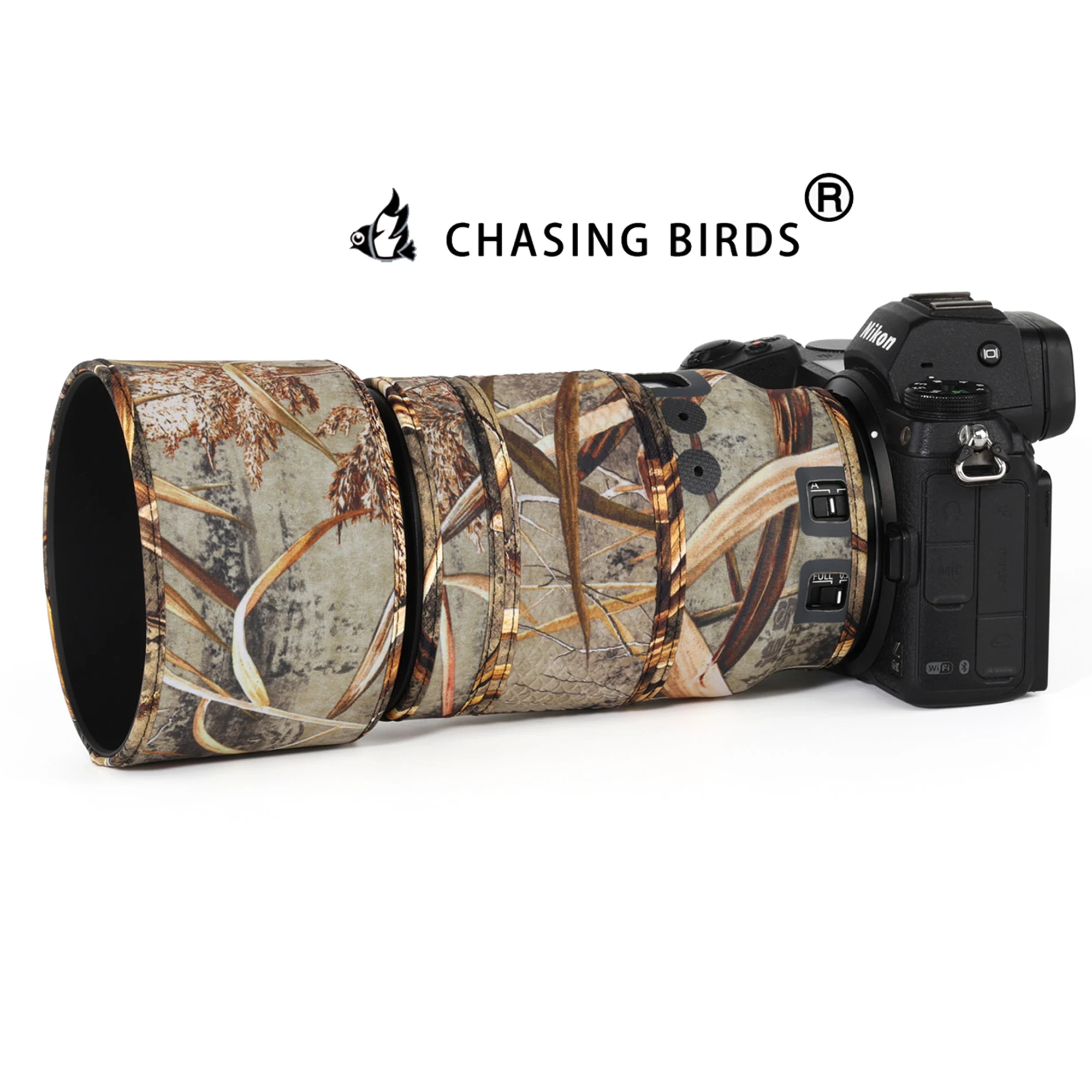 

Камуфляжный чехол для объектива CHASING BIRDS Version IV для NIKON Z 105mm F2.8 VR S, водонепроницаемый и защищающий от дождя защитный чехол для объектива.