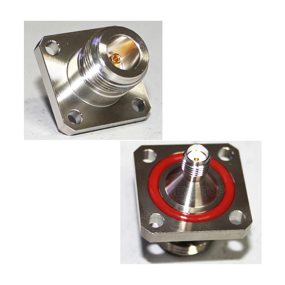 2PCS/Lot N Female to SMA Female Adapter 4- Hole Square Flange Panel Mout RF Coaxial SMA to N Adapter Connectors