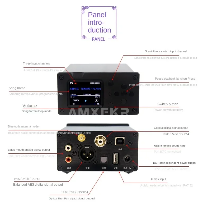 Imagem -03 - Decodificação u Disk Lossless Player Bluetooth 5.2 Mesa Giratória Digital Febre Dsd Master Belt Car Xiaoying-m3 9038