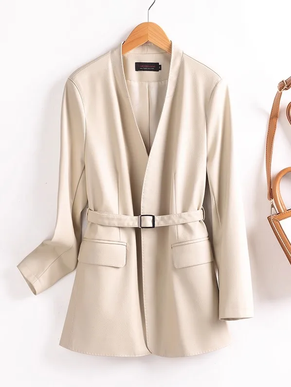   Ning Genuino eepskin Cappotto da Donna di Media Lunghezza 2025 Nuova Primavera Autunno Gilet Dimagrante Faionable Capispalla