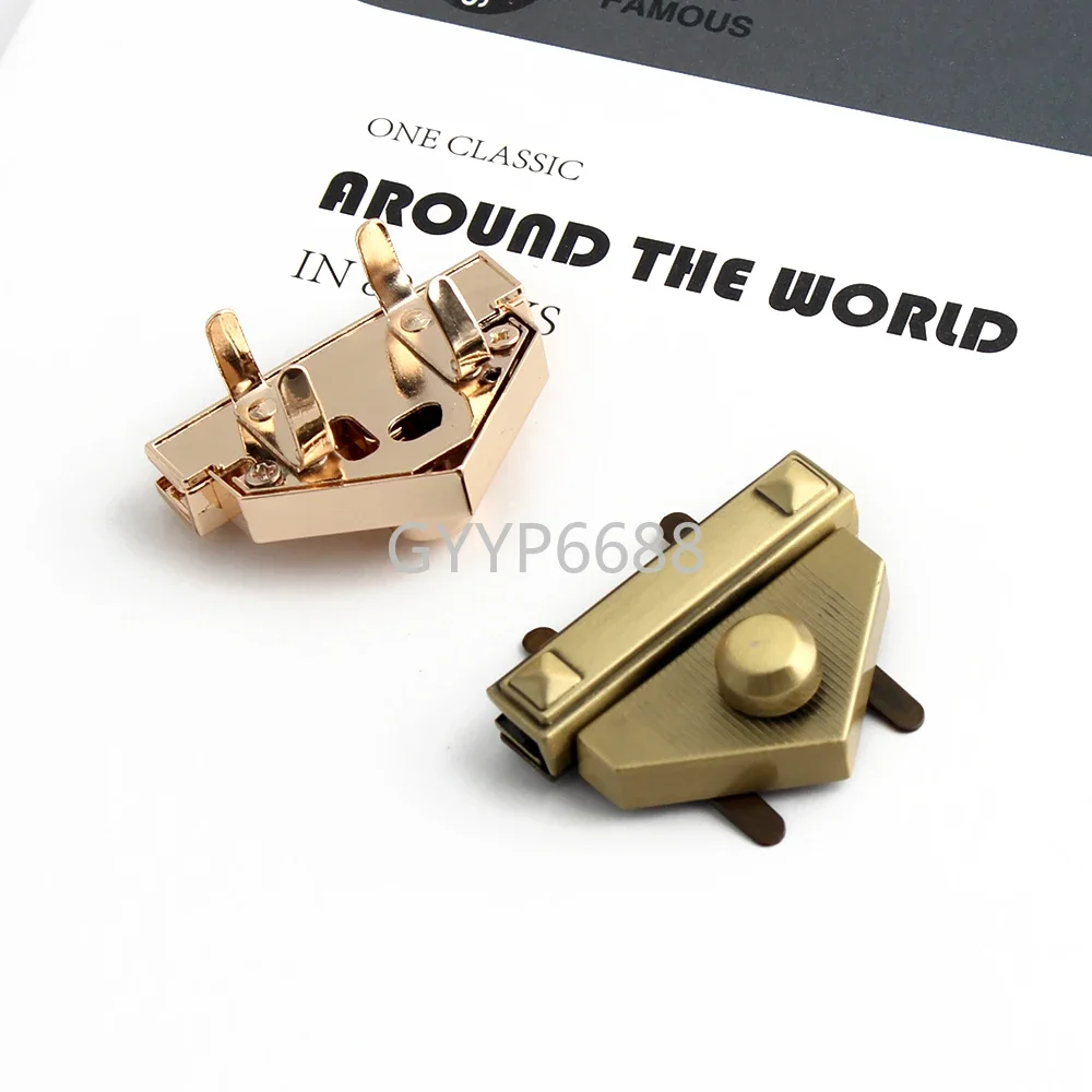 2/5/20PCS 44x31mm Triangle Metal Bag Lock For Handbag Shoulder Closure Snap Clasps Buckle Decorative Twist Turn Lock Accessories