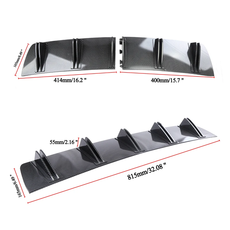 ลิ้นกันชนหลังรถยนต์ฮุนได ซานตา วัสดุ ABS แบบปีกคู่ สไตล์ครีบฉลาม ดีไซน์โค้ง ช่วยลดแรงกระแทก