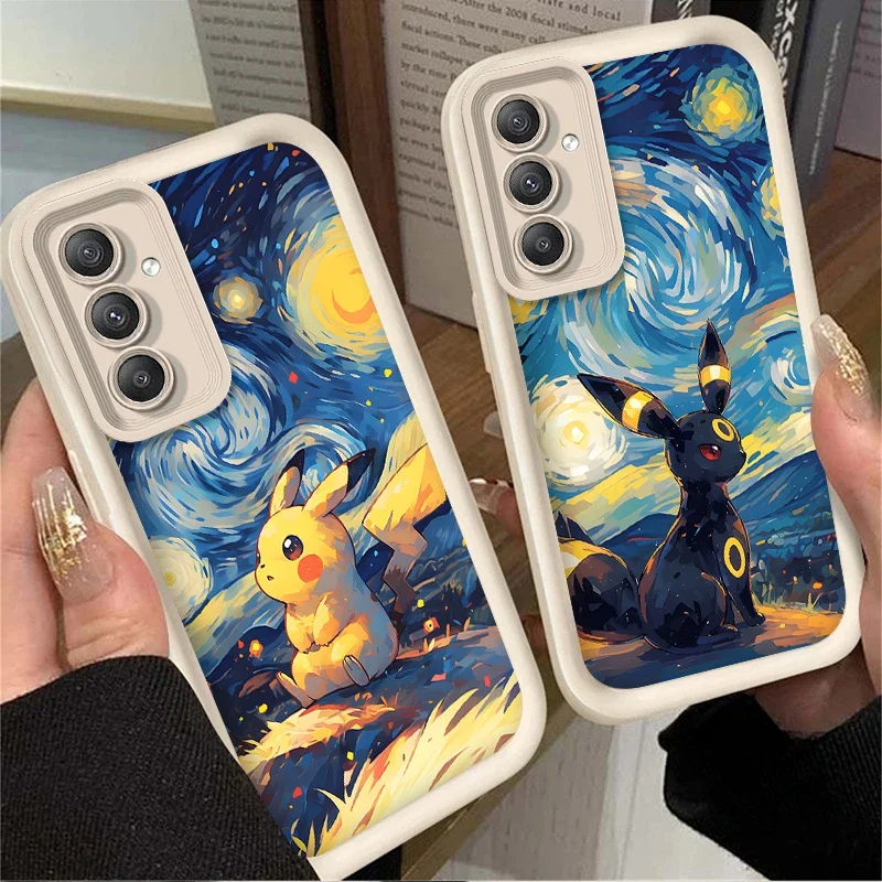Capa para samsung galaxy a55 a35 a25 a15 a05 a05s 5g a24 a13 a23 a12 a22 a32 a52 a52s a71 a72 a51 4g pintura a óleo p-pokemon capa