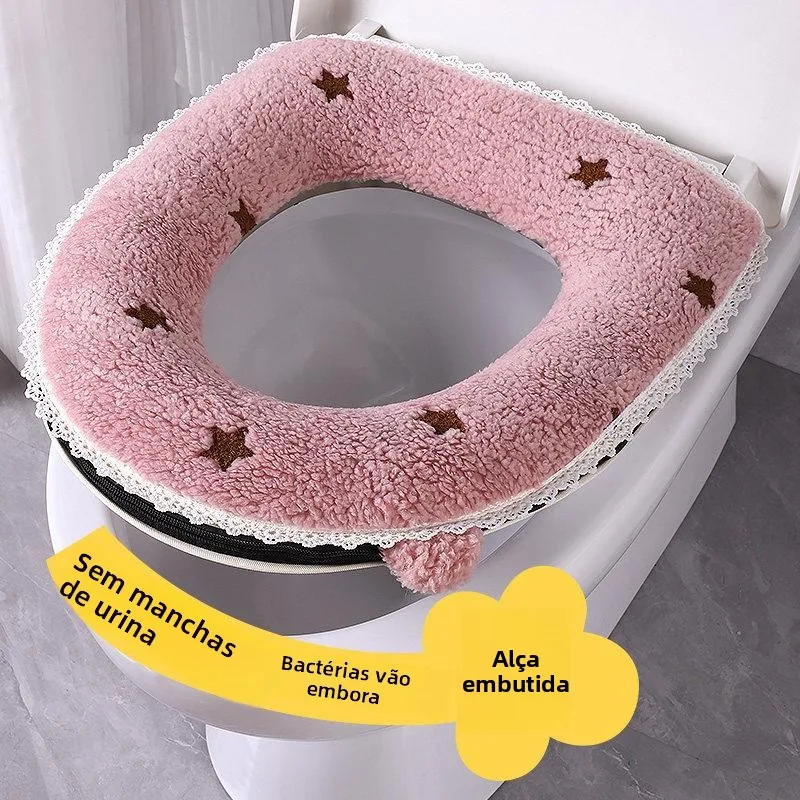 厚みのある便座クッション洗えるトイレマット家庭用トイレリングカバー冬新作ソフトかわいいぬいぐるみ素材大人サイズ
