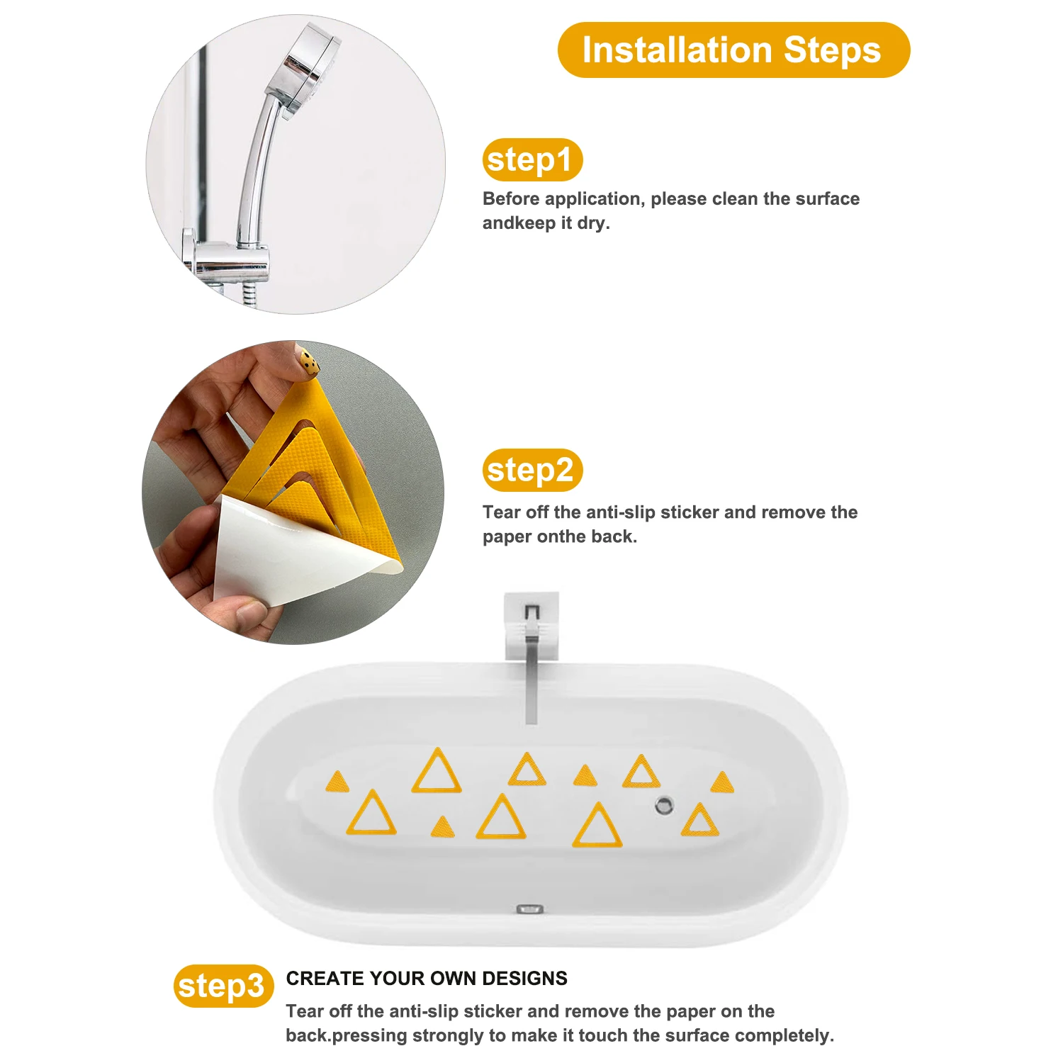 10pcs Bathtub Sticker Peel and Stick Anti-Slip Shower Floor Stair Tape Strips Swing Pool Floor Anti-skid Pad for Home Decoration