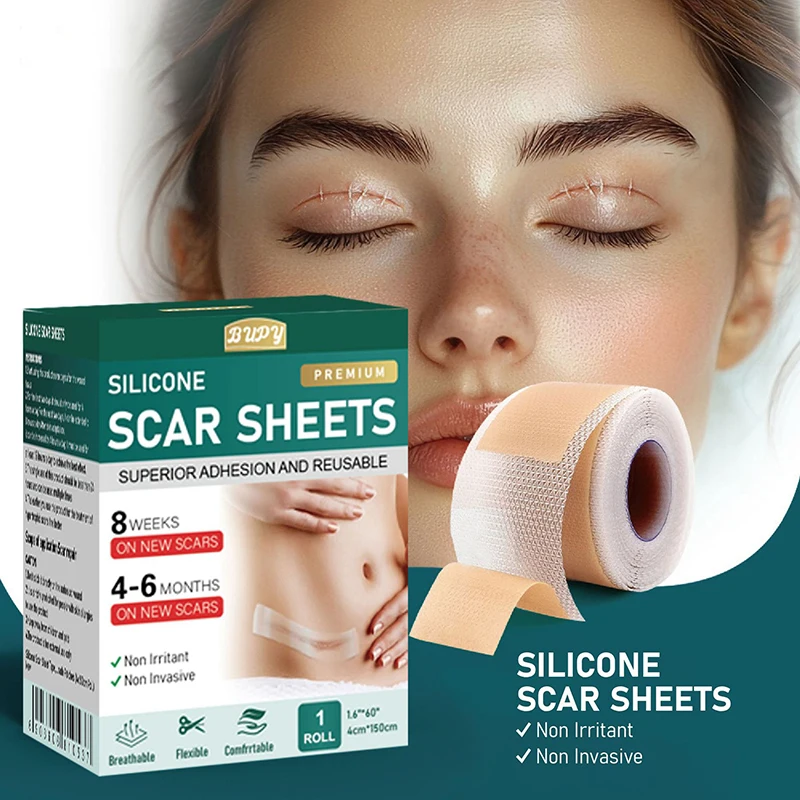 Z. 1 Roll Silicone Scar Sheets Gel Scar Patch 4cmX150cm Self-Adhesive Scar Cover Tape Reusable And Effective Skin Care Strips