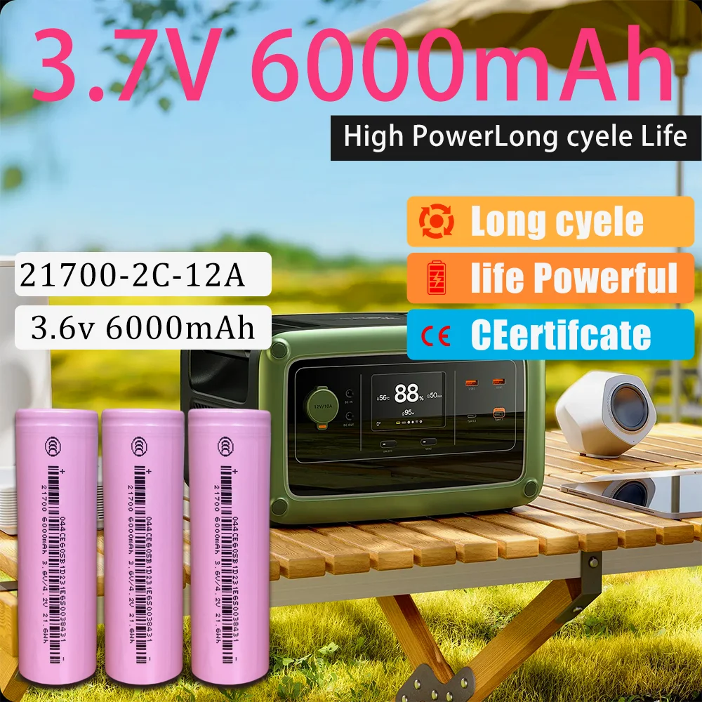 

High Capacity 6000Mah 21700 Lithium Ion Rechargeable 3.7V Battery Pack Home Appliances 60Ea Torch 2C Discharge Rate Golf Carts