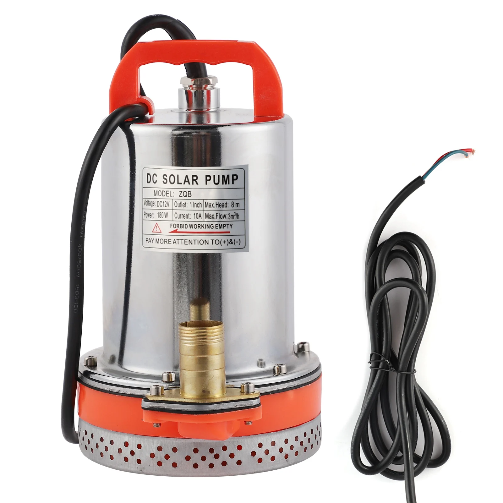 Small DC Submersible Pump Solar Battery Powered For Swimming Pool Cleaning 8m Lift 2.1m Cable 12V 180W 24V 220W