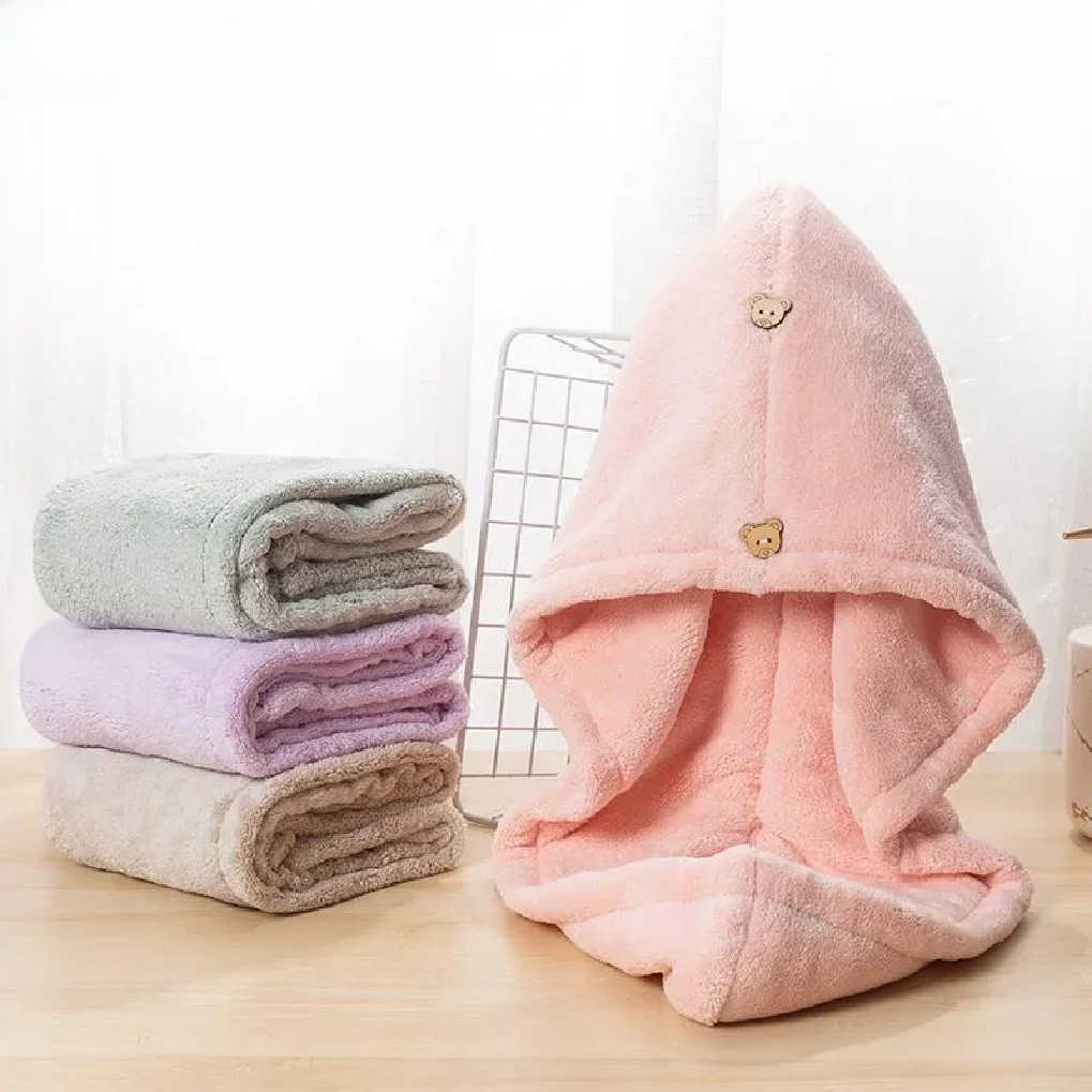 

New Super Absorbent Thiened Women's Dry Hair Cap Qui Drng Bath Cap Double Layer Hair Towel for Adults And Children