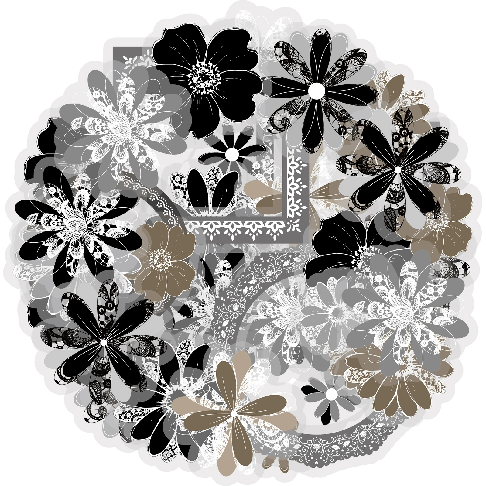 Etori Life Ink White Floral Stickers 15Pcs Minimalist Fog Gray Floral Decorative Stickers with a Light Luxury Lace Border for Adding Atmosphere, Used for Laptops, Phone Stickers, Suitcases, Photo Albums, Bicycles, Pencil Cases, Handmade Scrapbooking Supplies, Office Decoration Accessories, Room Decoration, Gift Paper Bags, Card Making, Baking Sealing, Stationery Stickers, Birthday Gifts, Stickers That Are Not Easily Damaged by Water