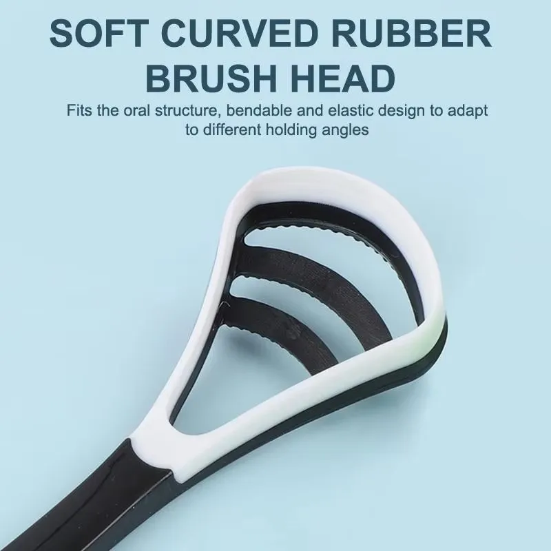 1Pcs Silicone Tongue Scraper with Ergonomic Handle Double-sided Fresher Breath Tongue Cleaning Brush Oral Hygiene Tool Wholesale