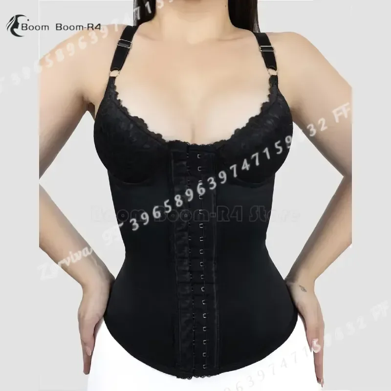 Women Waist Trainer with Bra Corset Slimming Sheath Adjustable Hooks Postpartum Shapewear Vest Modeling Girdles Lace Design