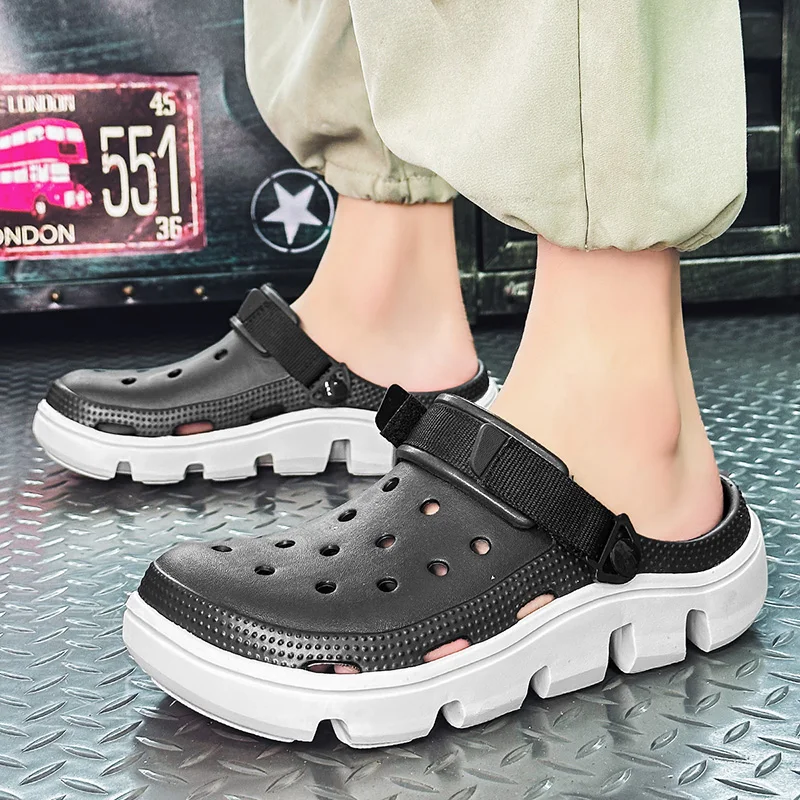 Fashionable Outdoor Casual Sandals Large Size Men's Slippers Trendy Summer New Style EVA Material Breathable Hole Design Shoes