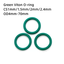 Green FKM Fluorine Rubber O-ring CS Thickness 1mm/1.5mm/2mm/2.4mm OD 4mm-70mm Oil, Acid and Alkali Resistant Rubber Gasket