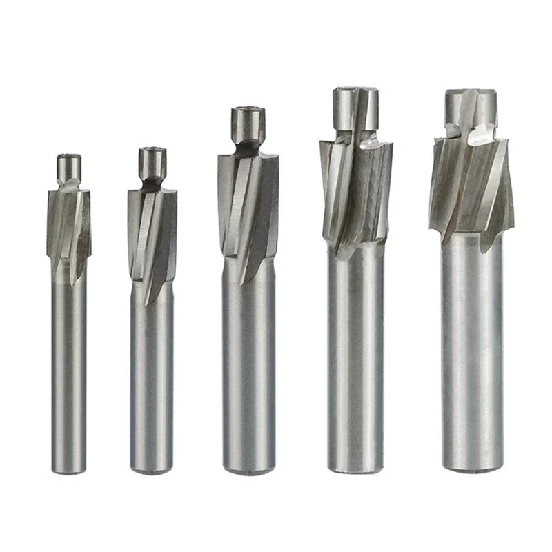 5-Piece Guide Slotted Countersunk Die M3-M8 Milling Cutter 4-Tooth High-Speed Steel Milling Cutter Set