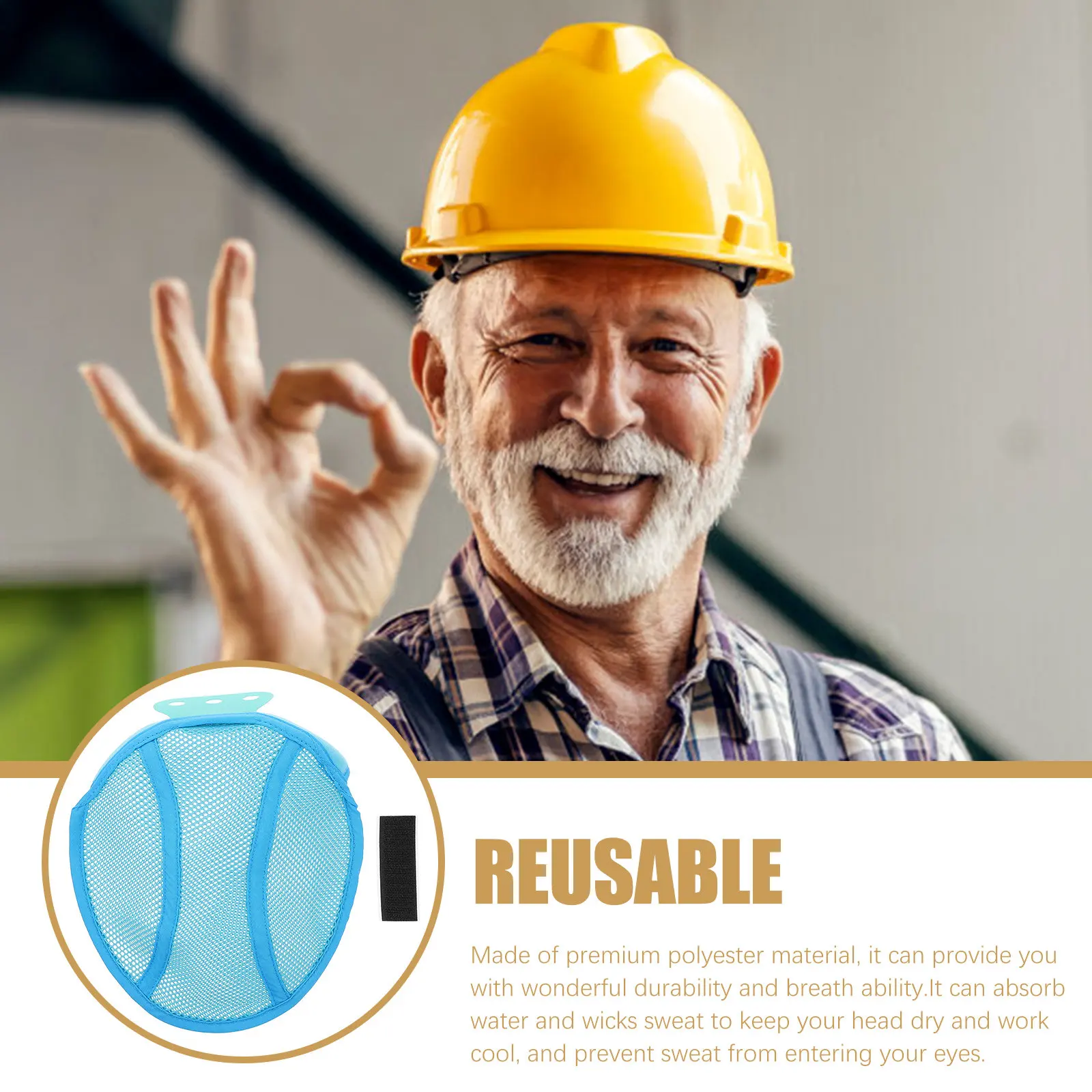 Sky Blue Hard Hat Cooling Pad Safety Liner Sweat Absorbing Sweatband Absorbs Moisture Breathable Insert