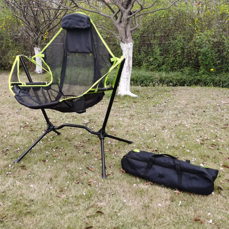 Outdoor Portable Camping Folding Rocking Chair Can Be Used For Trips Leisure Chairs With Pillows Fishing Beach Stool