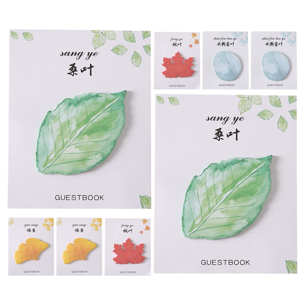 

8 Pcs Leaf Labels Self-adhesive Pads Office Stickers for Notepad Tear-off Memo Household Tearable Paper