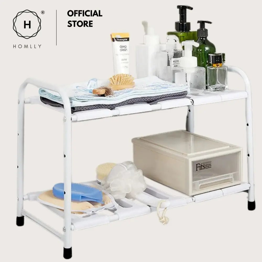 

Homlly Under Sink 2 Tier Expandable Shelf Rack with Removable Panels