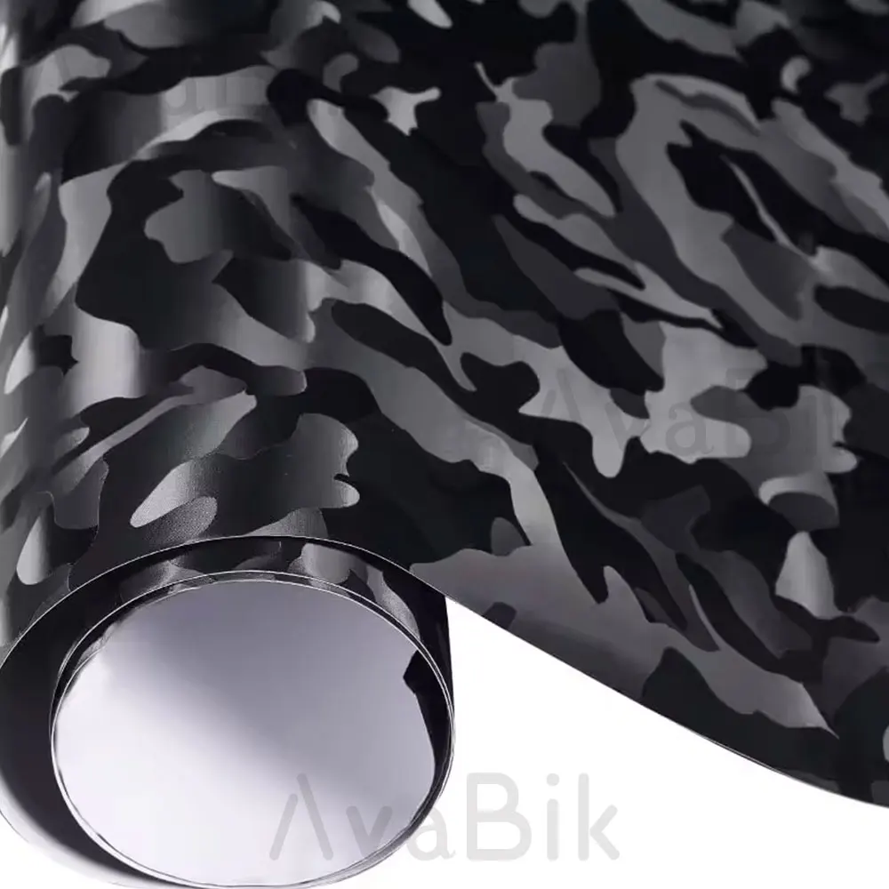 Vinilo Adhesivo de Camuflaje Negro Mate Espectral de PVC de Alta Calidad de 30/50 cm, Película Adhesiva para Decoración de Interiores de Automóviles con Sistema de Ventilación
