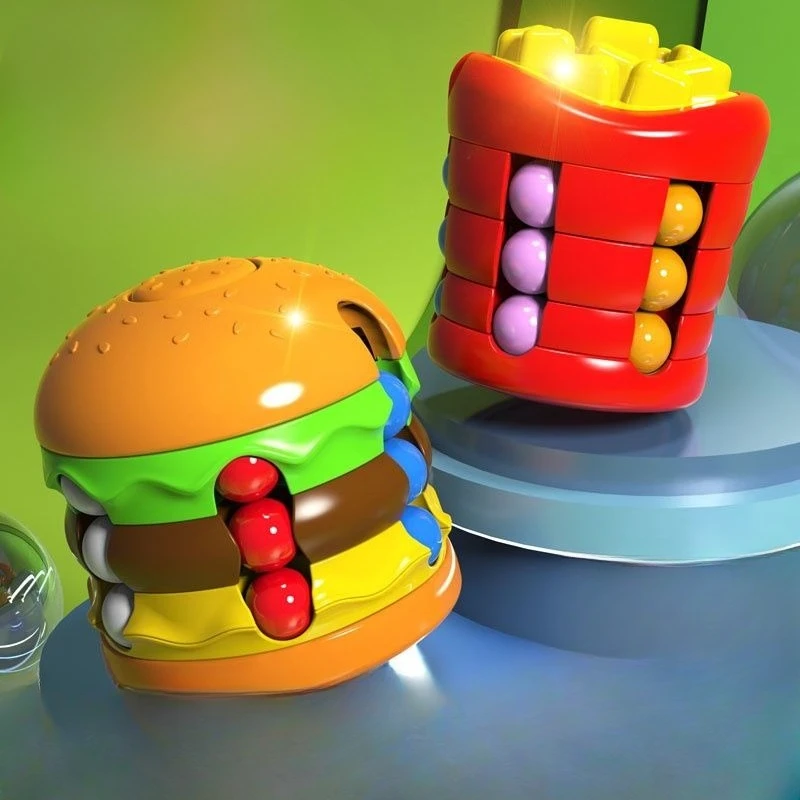 Hamburger and French fries magic beans hands-on brain logic space interesting toys creative spinning top transformation