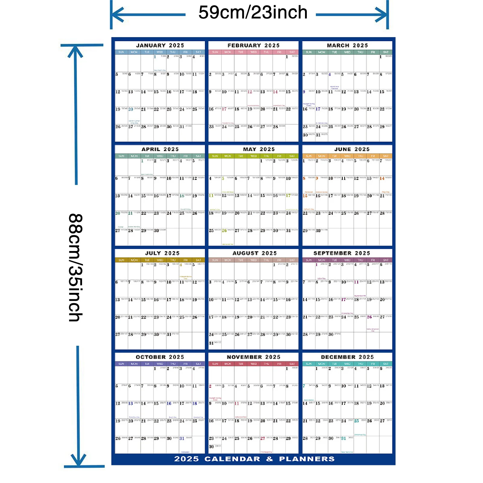 تقويم حائط قابل للمسح لعام 2025، أعمدة شفافة قابلة لإعادة الكتابة، تقويم كبير للجدول اليومي والتنظيم