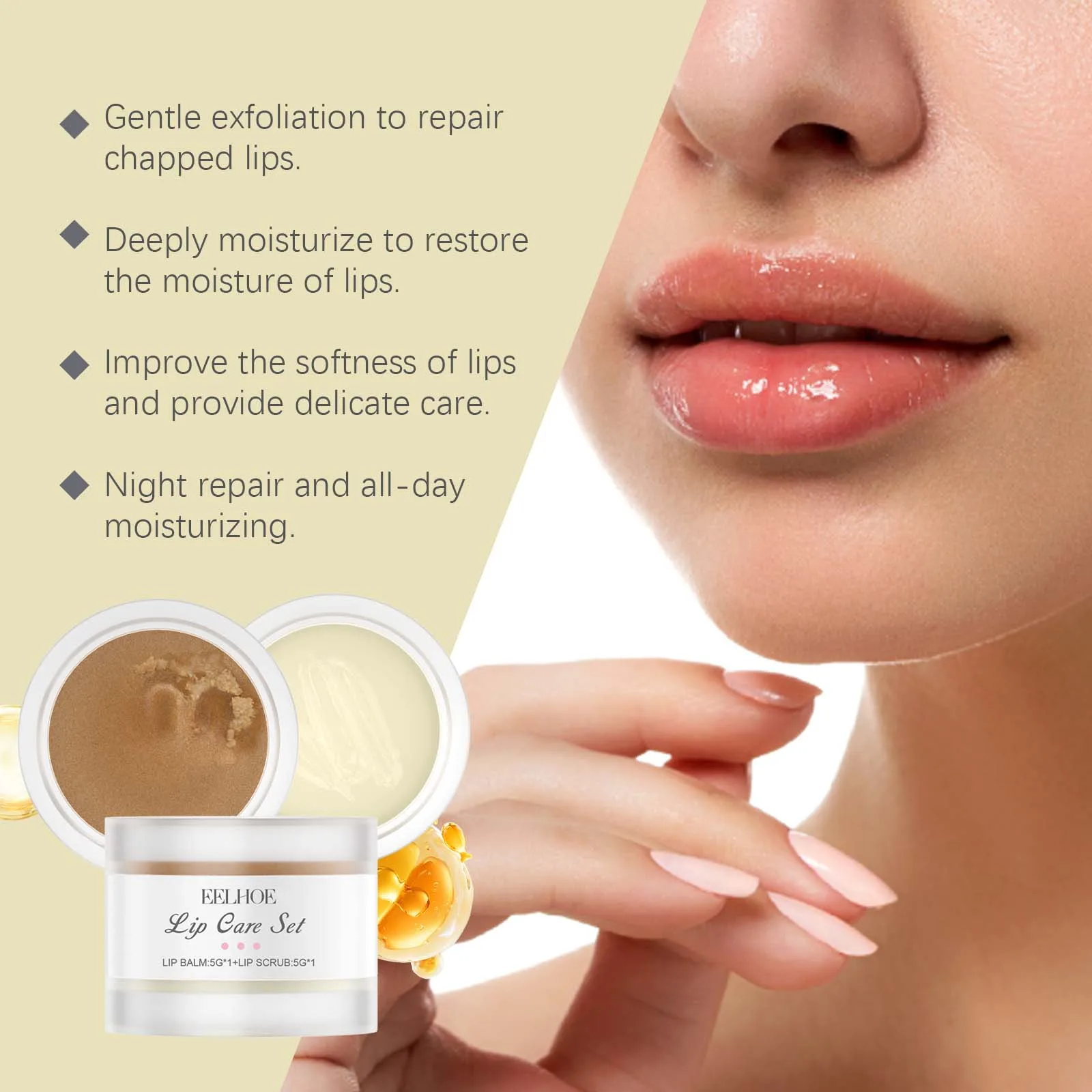 Nourishing Moisturizing Lip Care Set Deep Nourishment Repair Rough Lips Gentle Exfoliation Lip Care Moisturizing Lip Balm Set