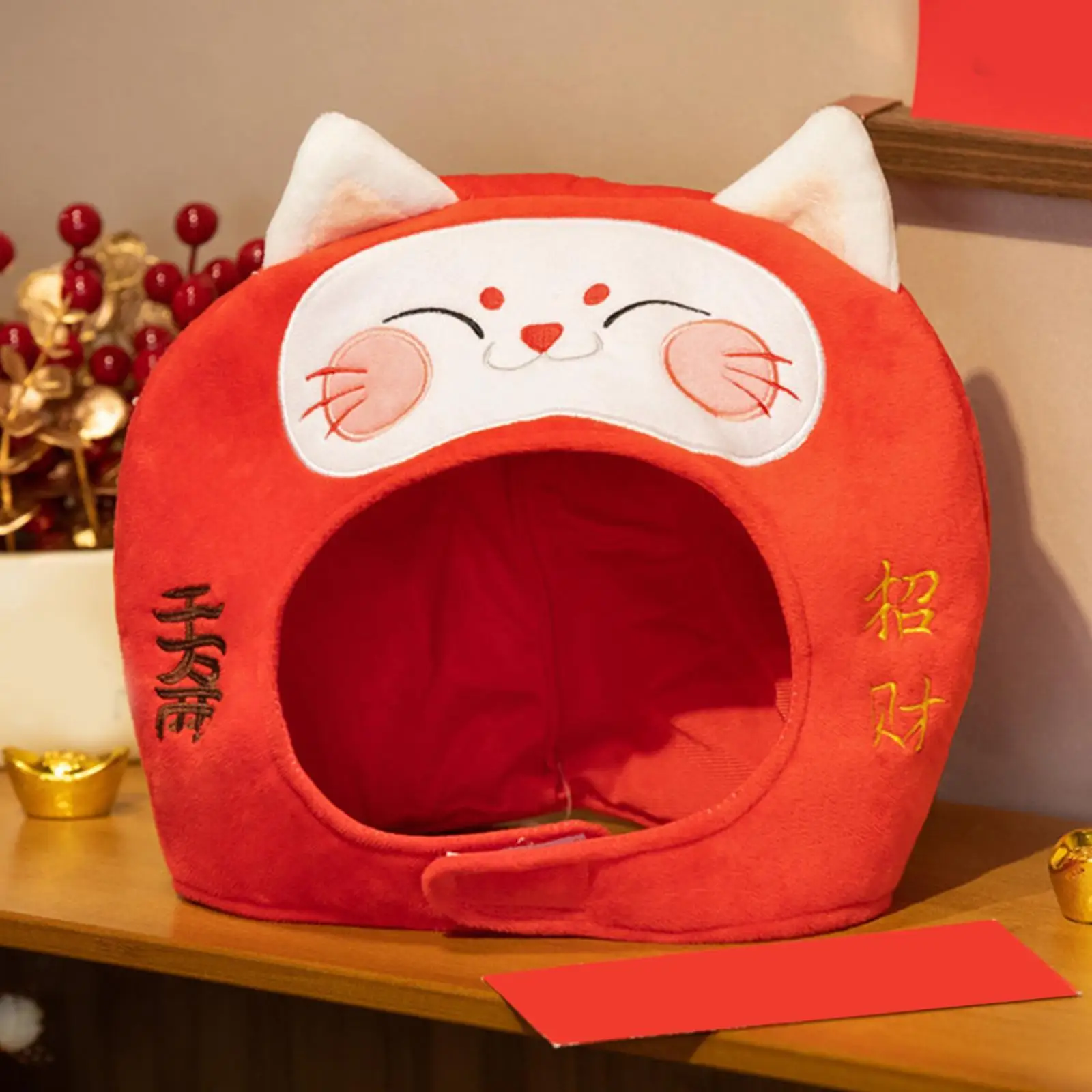 Divertido sombrero de gato de peluche, accesorios de disfraz, cubierta cálida, tocado para mascarada, Año Nuevo, Festival de Halloween, accesorio de fotografía