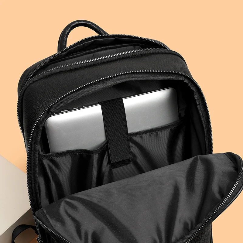 100% Cow Genuine Leather Men Backpacks Fashion Real Natural Leather Student Backpack Boy Luxury Brand Large Computer Laptop Bag